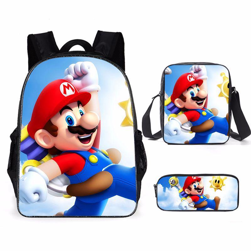 Siêu Marioes Schoolbag Du Lịch Ba Lô Đeo Vai Bút Chì Ốp Lưng 3 Mảnh Dành Cho Trẻ Em Học Sinh Sinh Viên