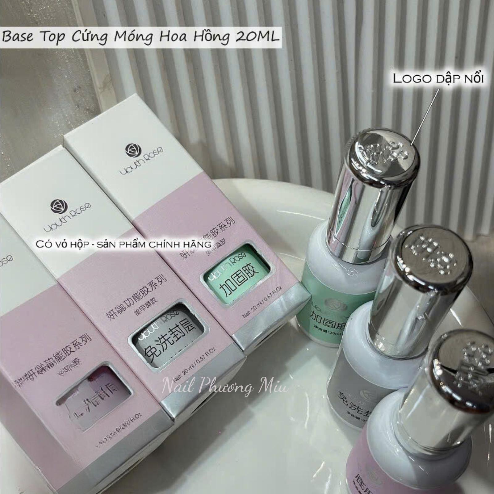 Base Top Cứng Móng Hoa Hồng Youth Rose 20ml Làm Nail Cho Nữ, Sơn Gel Bền Mượt, Độ Bám Cao, Dễ Kéo Mượt Nữ Women