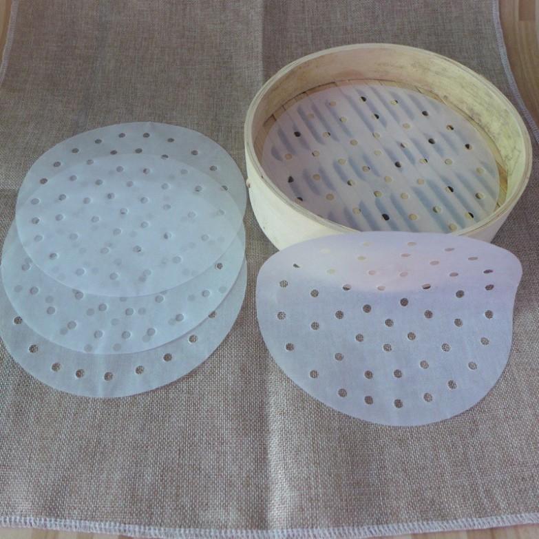 Giấy nến tròn đục lỗ set 400 tờ - dùng lót Xửng hấp và Nồi chiên không dầu