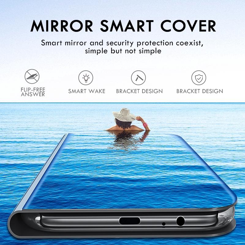 Cho Samsung Galaxy A02S Ốp điện thoại tráng gương thiết kế dạng ví gập sang trọng