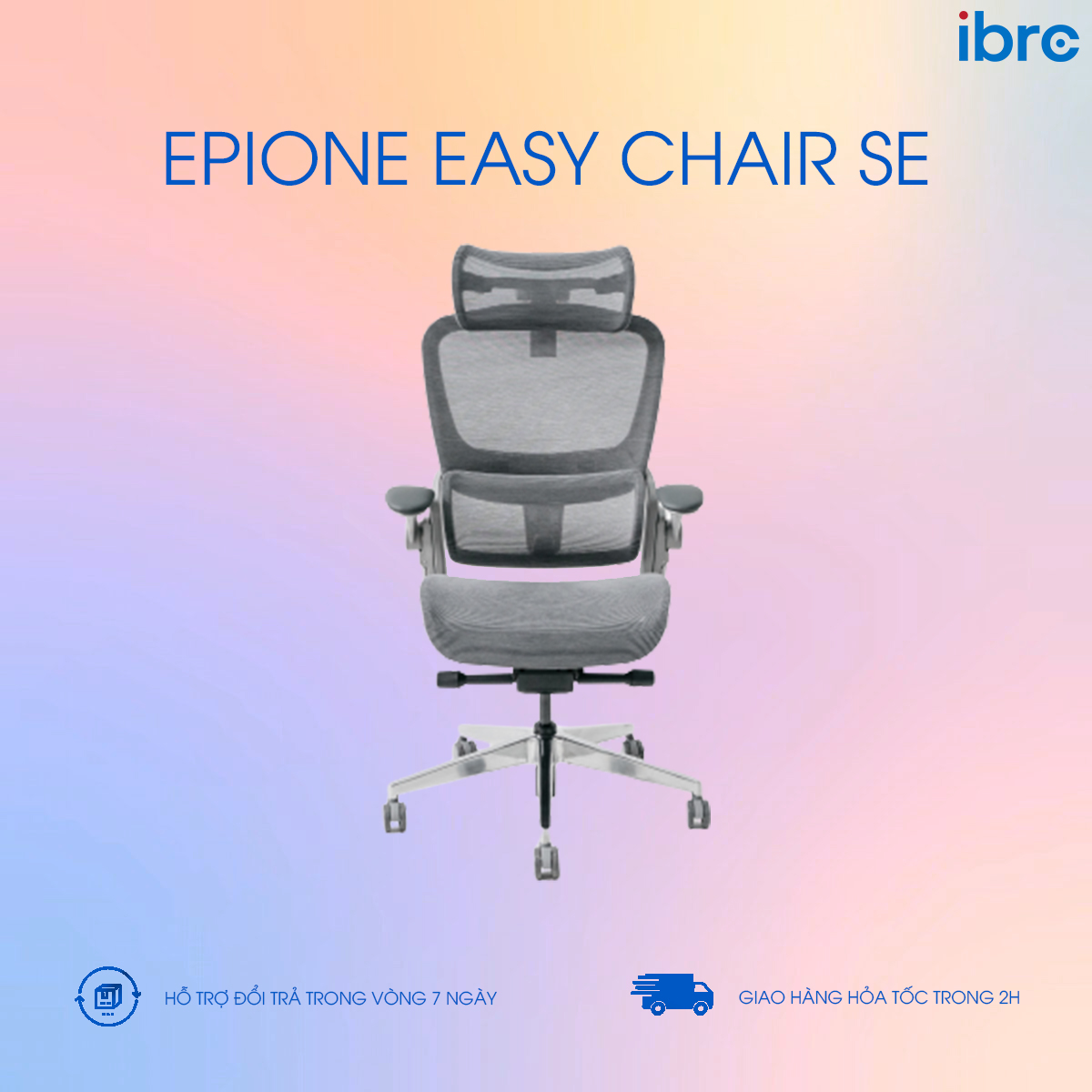 Ghế công thái học Epione Easy Chair SE bản chân KIM LOẠI mới nhất | Ghế văn phòng giảm đau mỏi vai gáy, thắt lưng