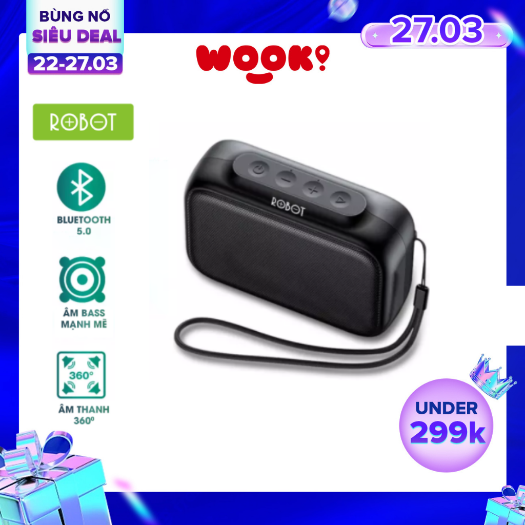 [[ Loa Không Dây Bluetooth 5.0 - Nghe 8h - Phạm Vi 10m ]] - Cho iOS/Apple (iPhone/iPad), Android (Samsung, Sony, Xiaomi, Huawei, Oppo) Màu Đen - RB100 -  Hàng Chính Hãng