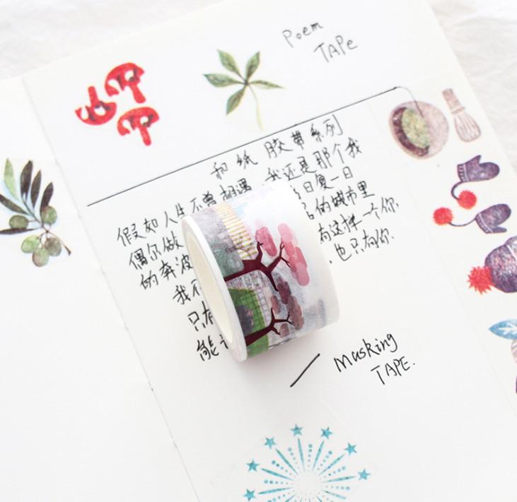 Băng keo Washi Tape ngôi nhà sắc màu ( trang trí sổ kế hoạch, nhật ký)