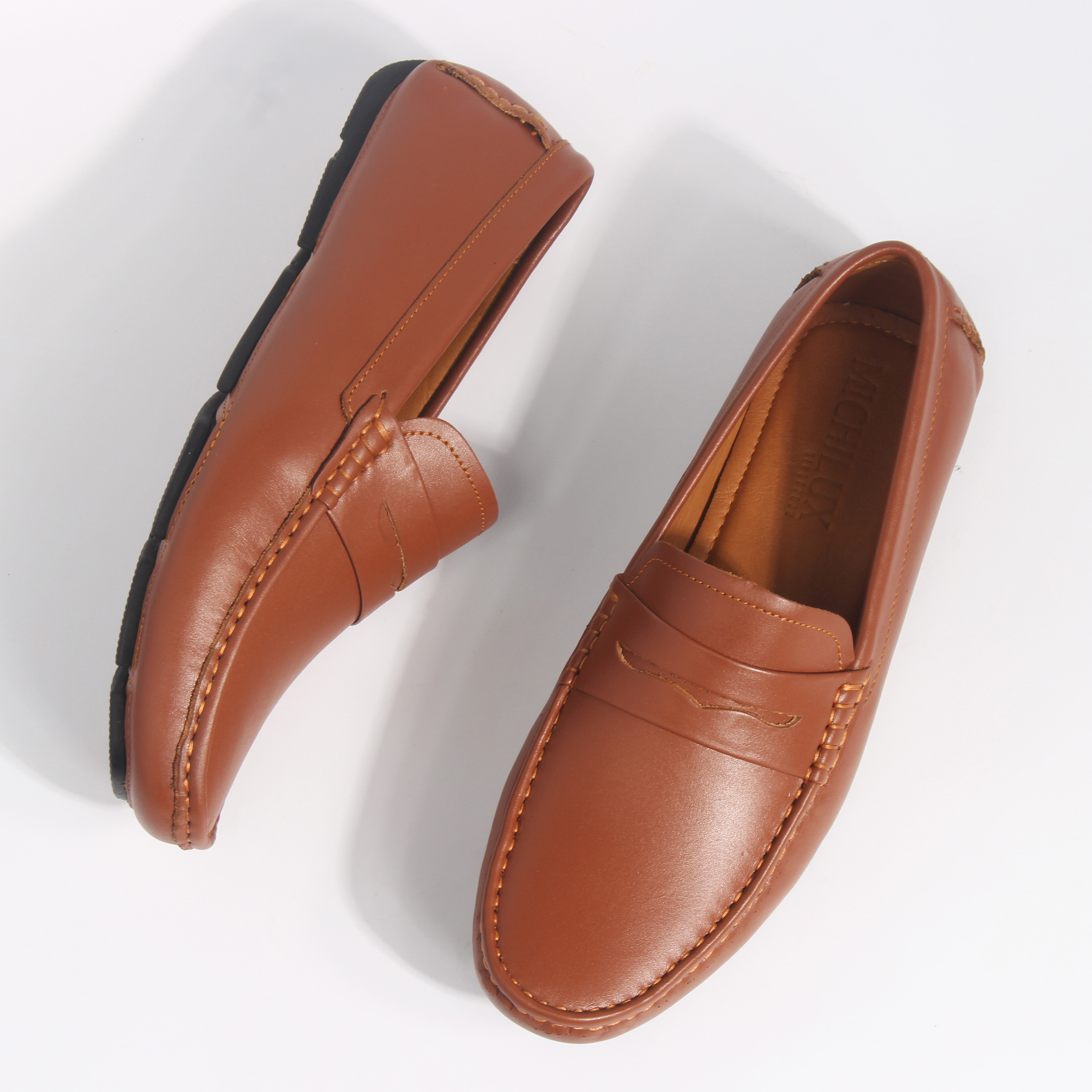 Giày MICHILUX Da Bò Thật Chính Hãng Penny Moccasin CIEMS Màu Nâu Bò