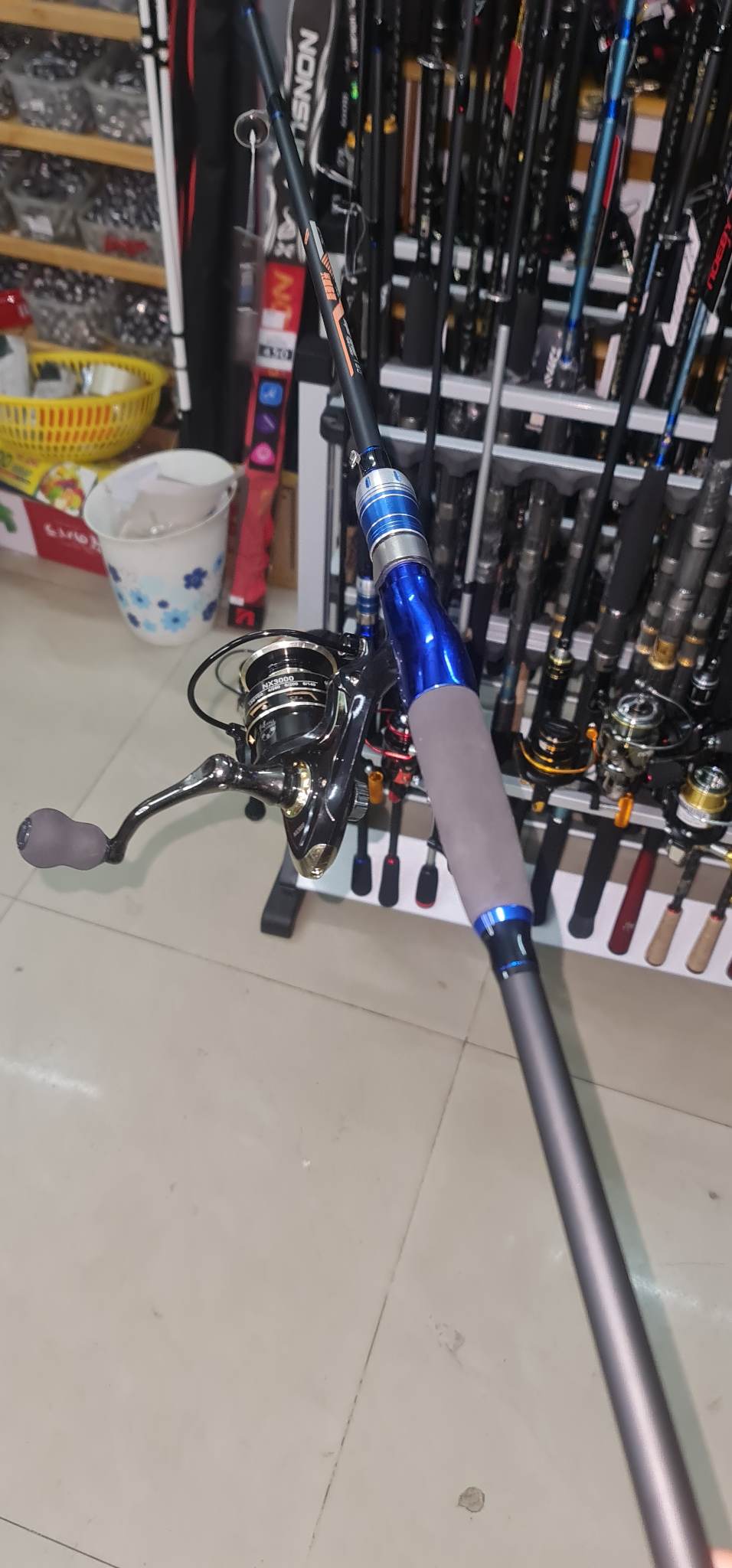 COMBO Rod lure blue 1.8m và máy câu NX-3000