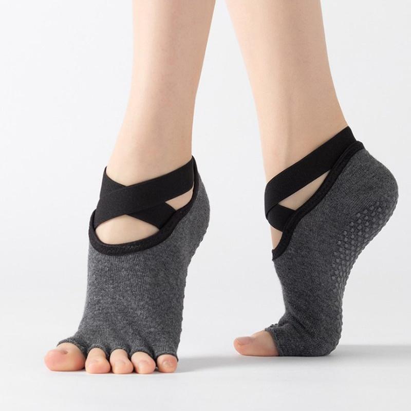 Summer Women Yoga Socks Black Red Blue Anti Slip Bandage Sports Ladies Girls Ballet Socks Dance Sock Slippers