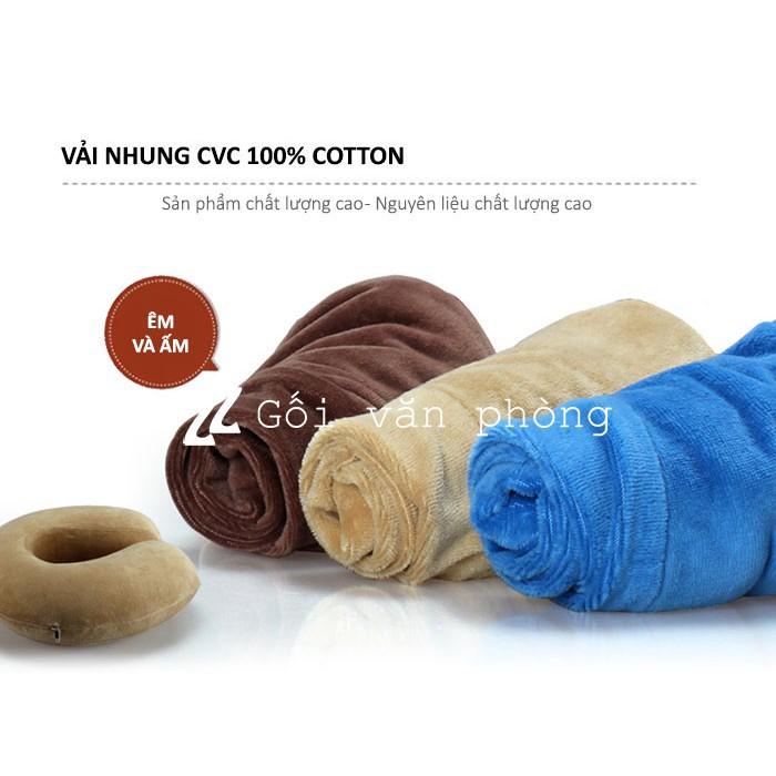 Gối Kê Cổ Chữ C Cao Su Non Vỏ Nhung Cao Cấp Êm Ái GLC-07 Chống Đau Mỏi Cổ, Đau Vai Gáy