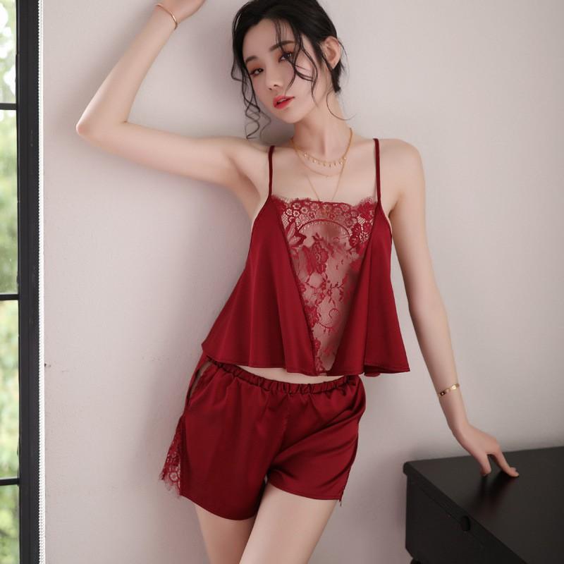 Bộ ngủ 2 dây Ren thêu ngực Sexy MS5131