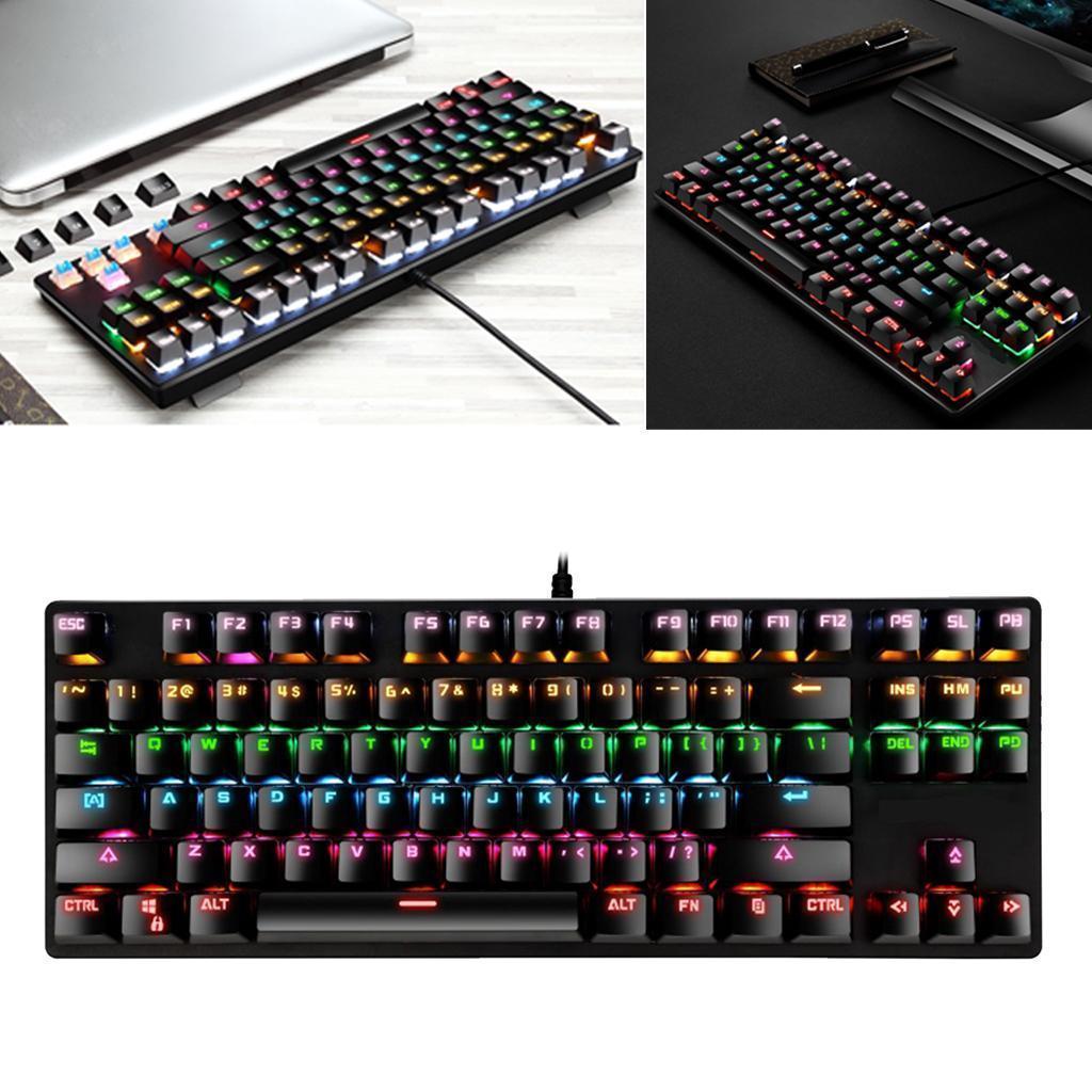 87 Keys Usb Wired Mechanical Keypad RGB Backlight Gaming PC Keyboard