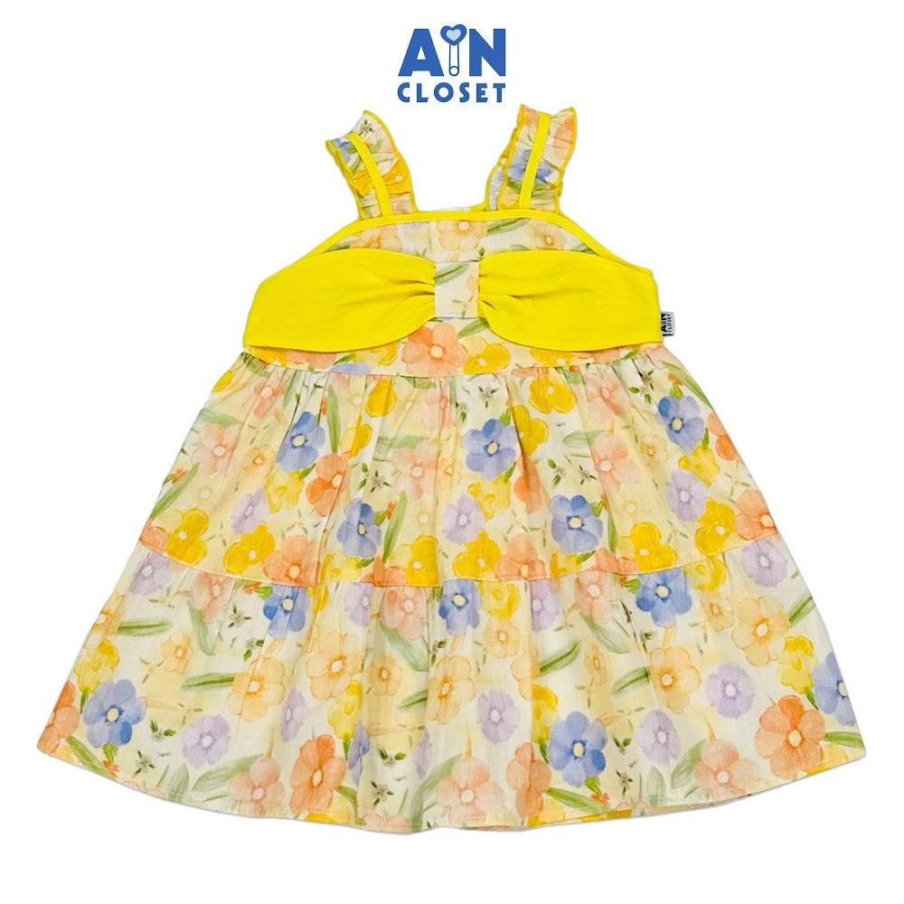 Đầm bé gái họa tiết hoa Dây Huỳnh Vàng cotton - AICDBGZVEGDK - AIN Closet