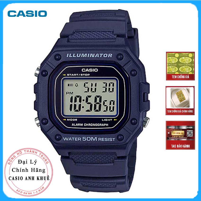Đồng hồ nam dây nhựa Casio W-218H-2AVDF