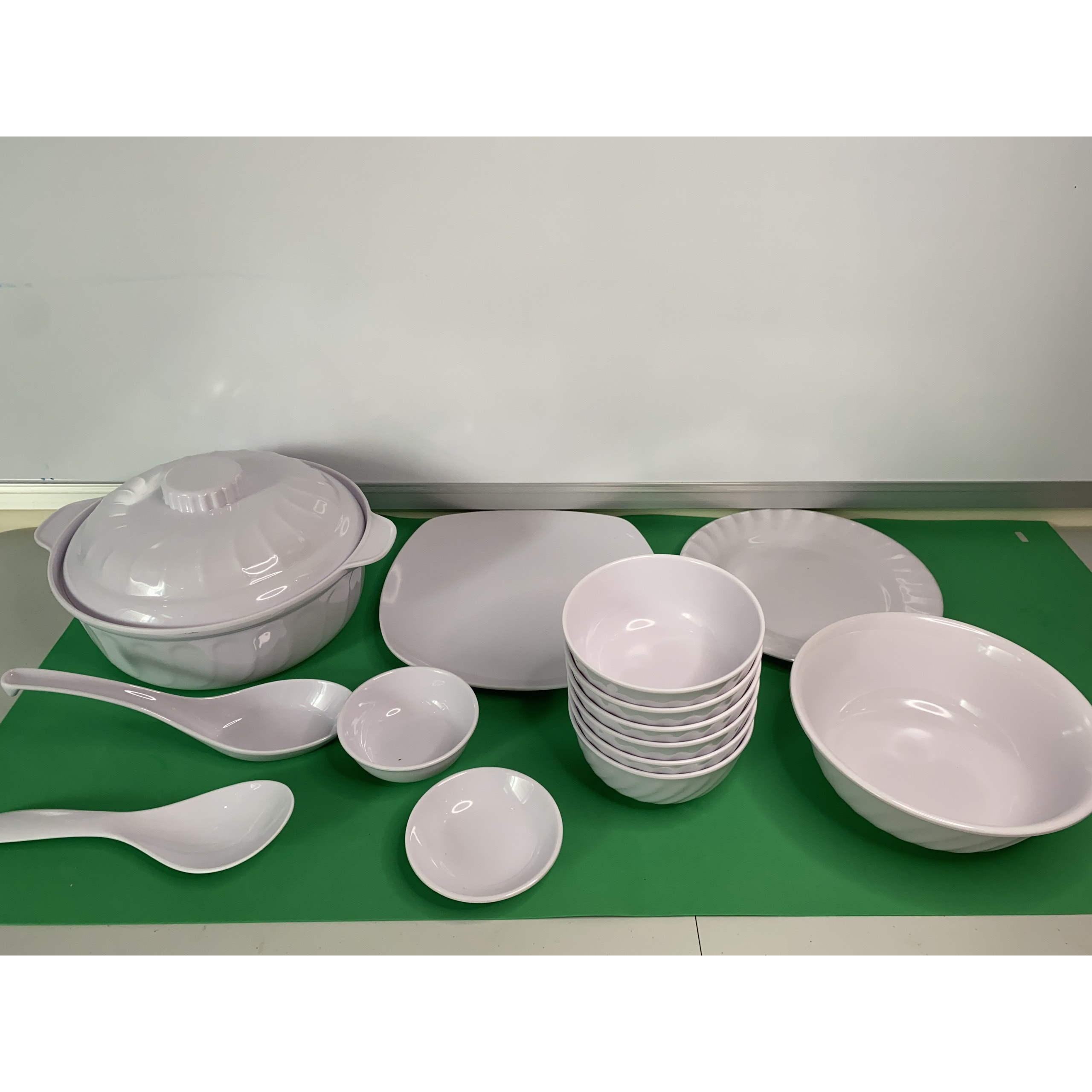 Bộ 6 Chén (Bát) cơm 9 Món TRẮNG Cao cấp An toàn sức Khoẻ Nhựa Xanh  Melamine