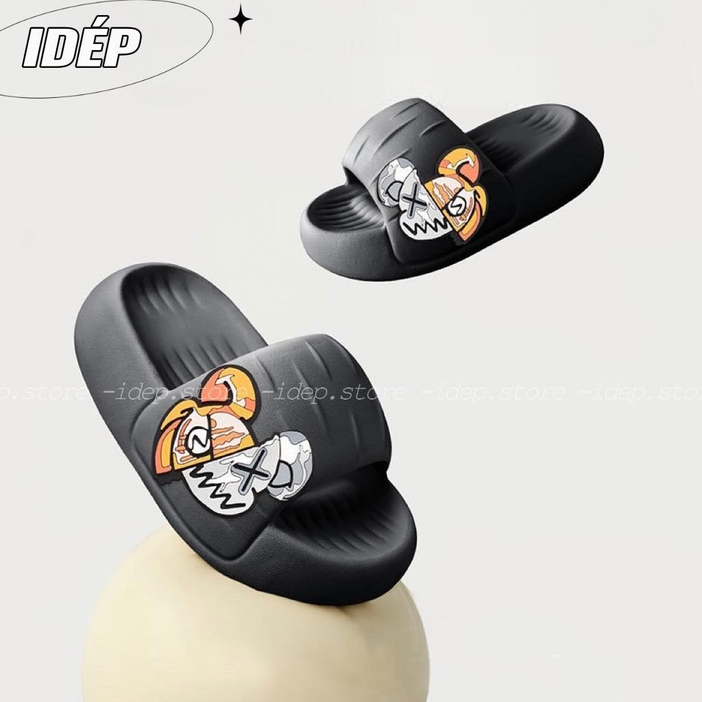 Dép Bánh mì béo unisex Gấu X Halloween đế độn 4cm nam nữ quai ngang EVA siêu nhẹ iDÉP- DL291