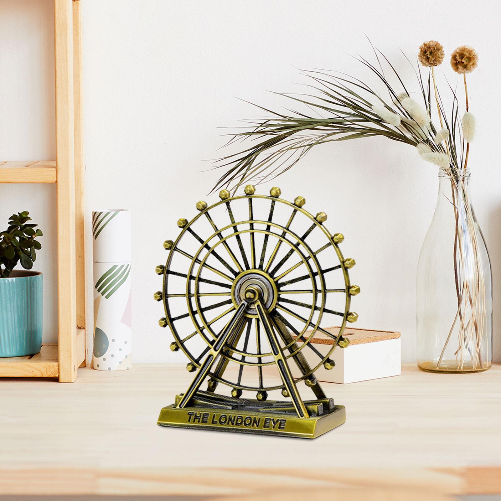 Rotatable  Wheel Statue Modern Sculpture for Tabletop TV Cabinet Shelf