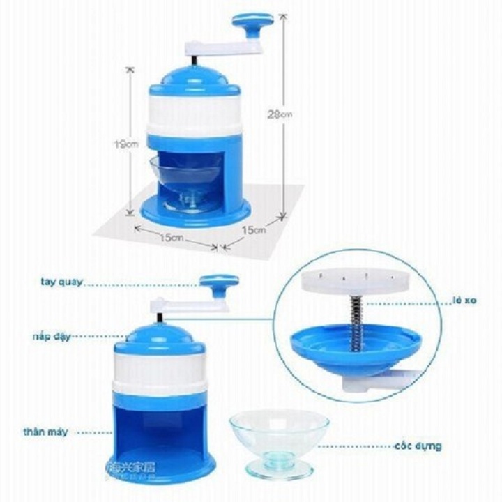Máy Bào Đá Tuyết Mini Quay Bằng Tay, Nhỏ Gọn Tiện Dụng  tặng kèm túi bóng làm đá