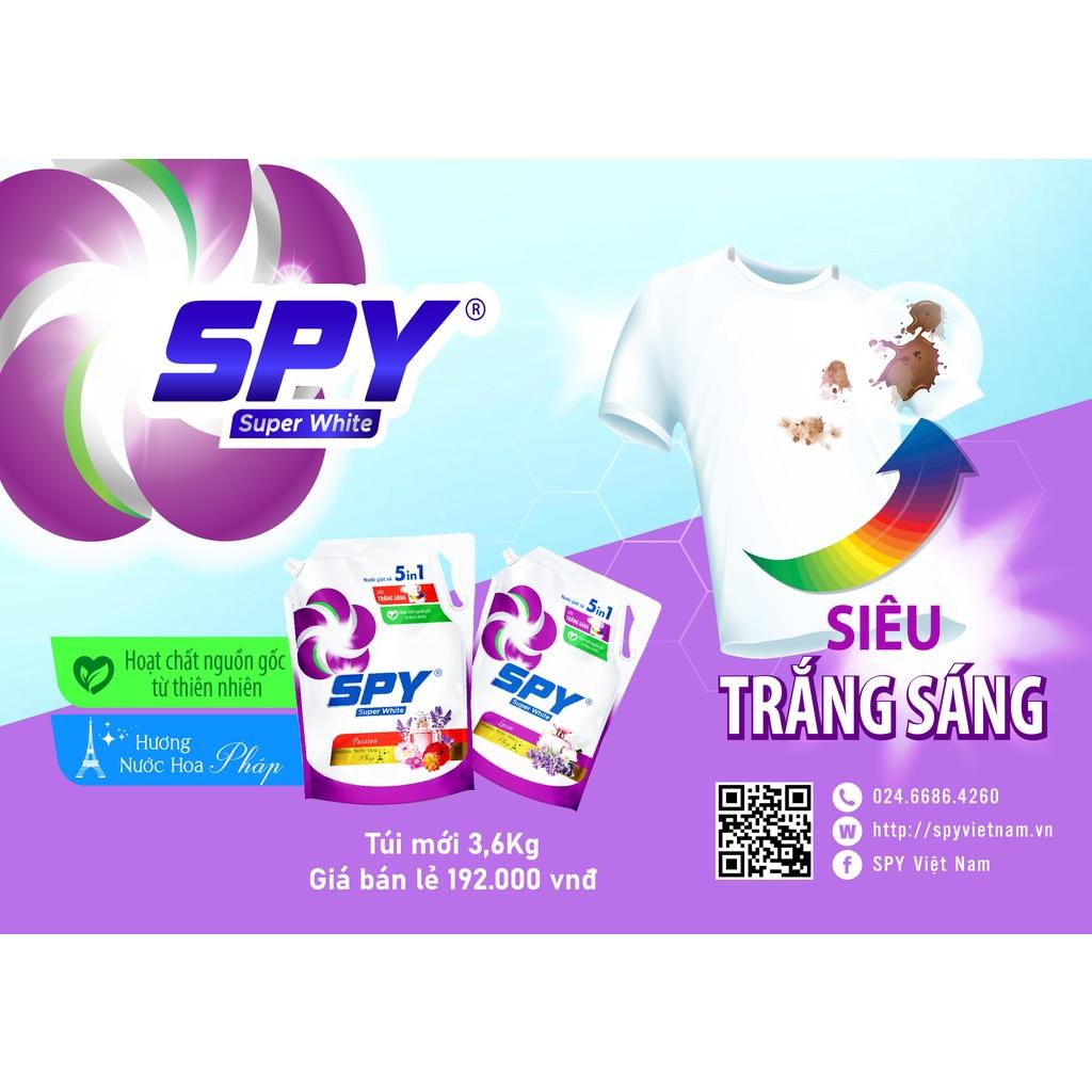 (New) Nước giặt xả SPY Super White túi 3,6kg siêu trắng sáng hương thơm mát lưu hương dài lâu