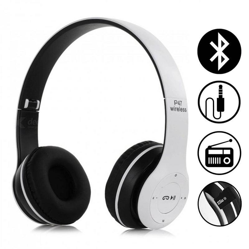 Tai Nghe Chụp Tai Bluetooth P47 không dây có micro, khe cắm thẻ nhớ âm thanh bass cực ấm êm tai