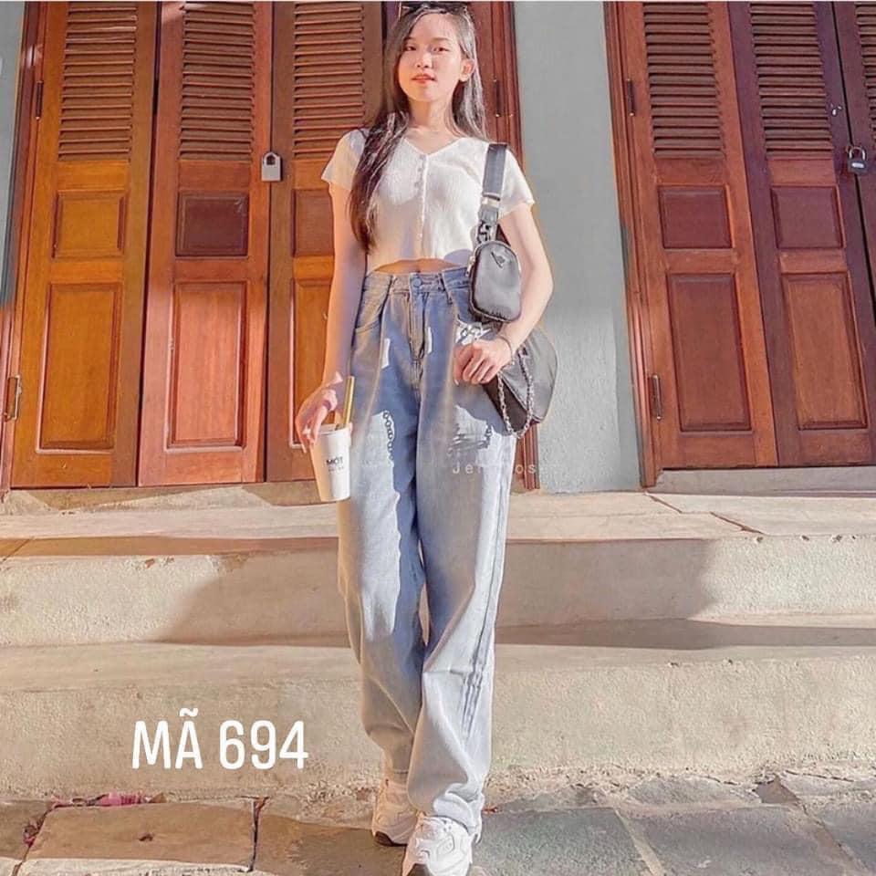 Quần Jean - cạp cao ống xuông dành cho nữ thắt eo 2 bên siêu hot, siêu đẹp️️️