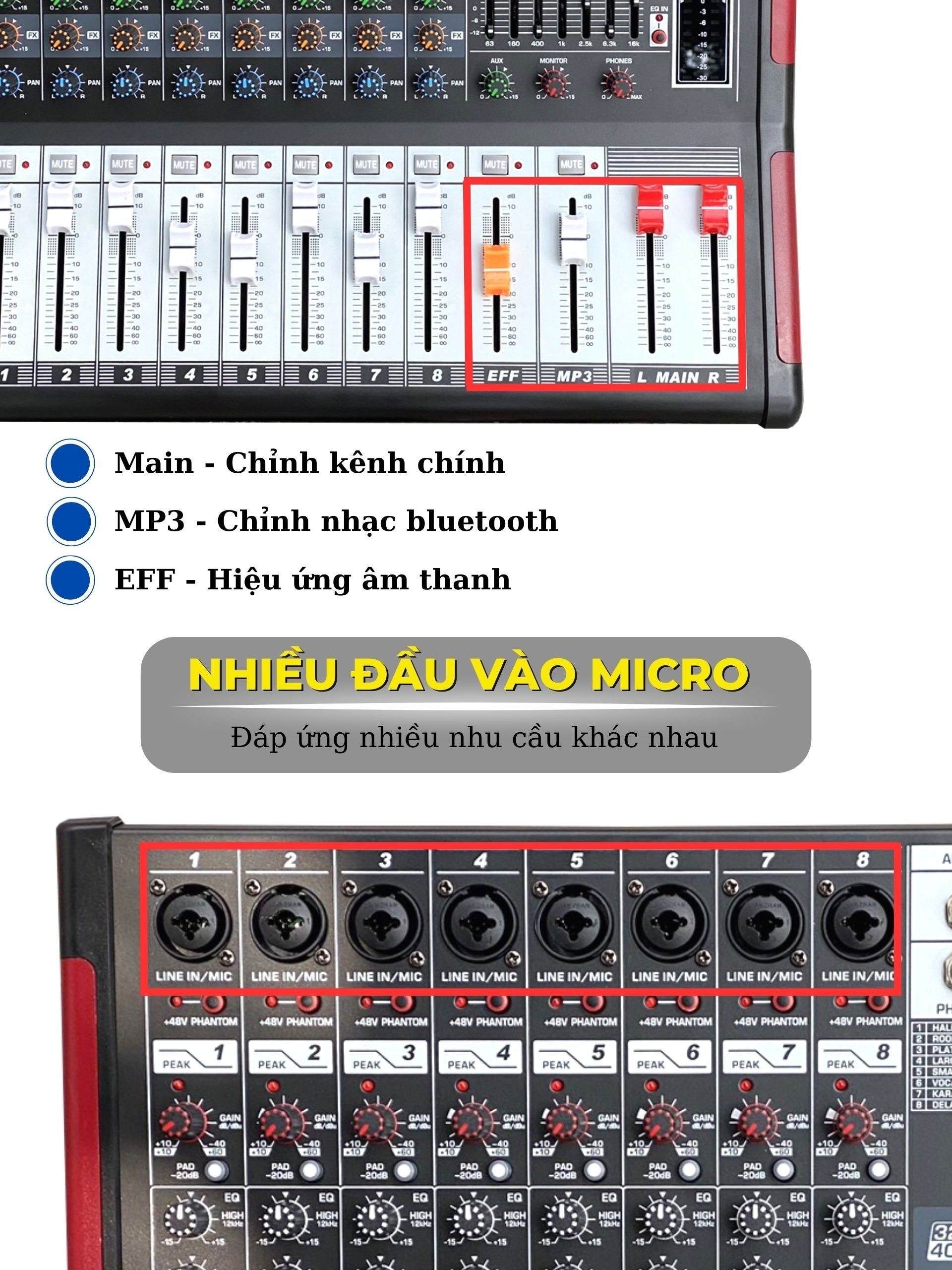 Bàn mixer MTMAX MAX12 – Âm Thanh Kỹ Thuật Số 8 Kênh, Karaoke Online Chuyên Nghiệp - Có Bluetooth, Kết Hợp Được Với Mọi Loa Kéo, Amply, Dàn Karaoke Gia Đình hàng chính hãng