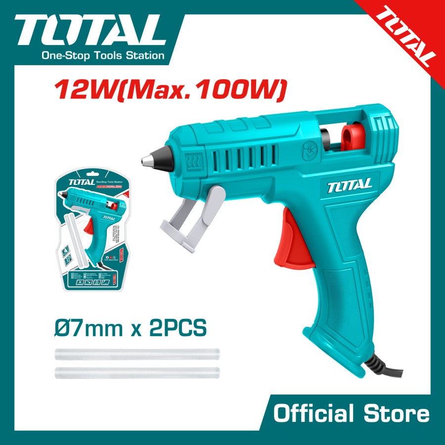 Súng bắn keo nến dùng điện tặng kèm 2 thanh keo 16W TOTAL TT001116 - Thiết bị bơm keo, loại nhỏ gọn, tay cầm chắc chắn, keo 7mm