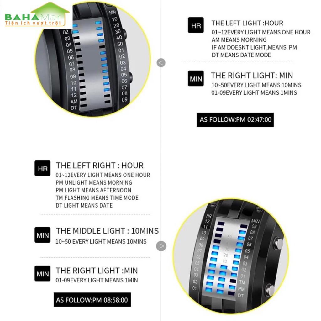 ĐỒNG HỒ THỜI TRANG THỂ THAO CHỐNG THẤM NƯỚC MÀN HÌNH HIỂN THỊ DẠ QUANG - LED, DÂY THÉP KHÔNG GỈ &quot;BAHAMAR&quot;