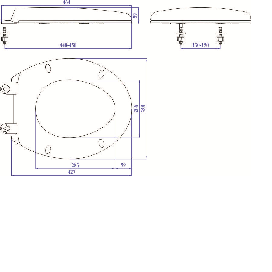 Nắp bồn cầu nhựa trắng Sunzin - dài 42cm