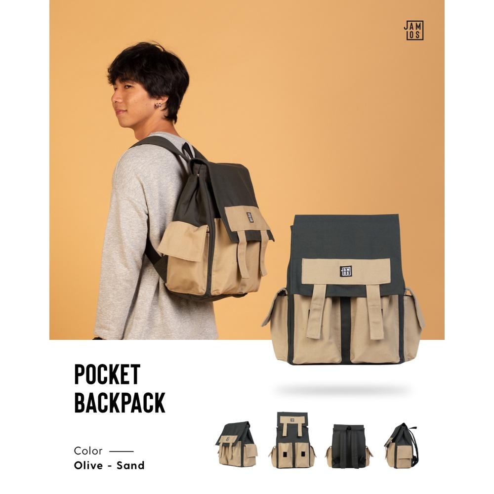 Balo thời trang nhiều ngăn vải canvas Pocket Backpack Jamlos