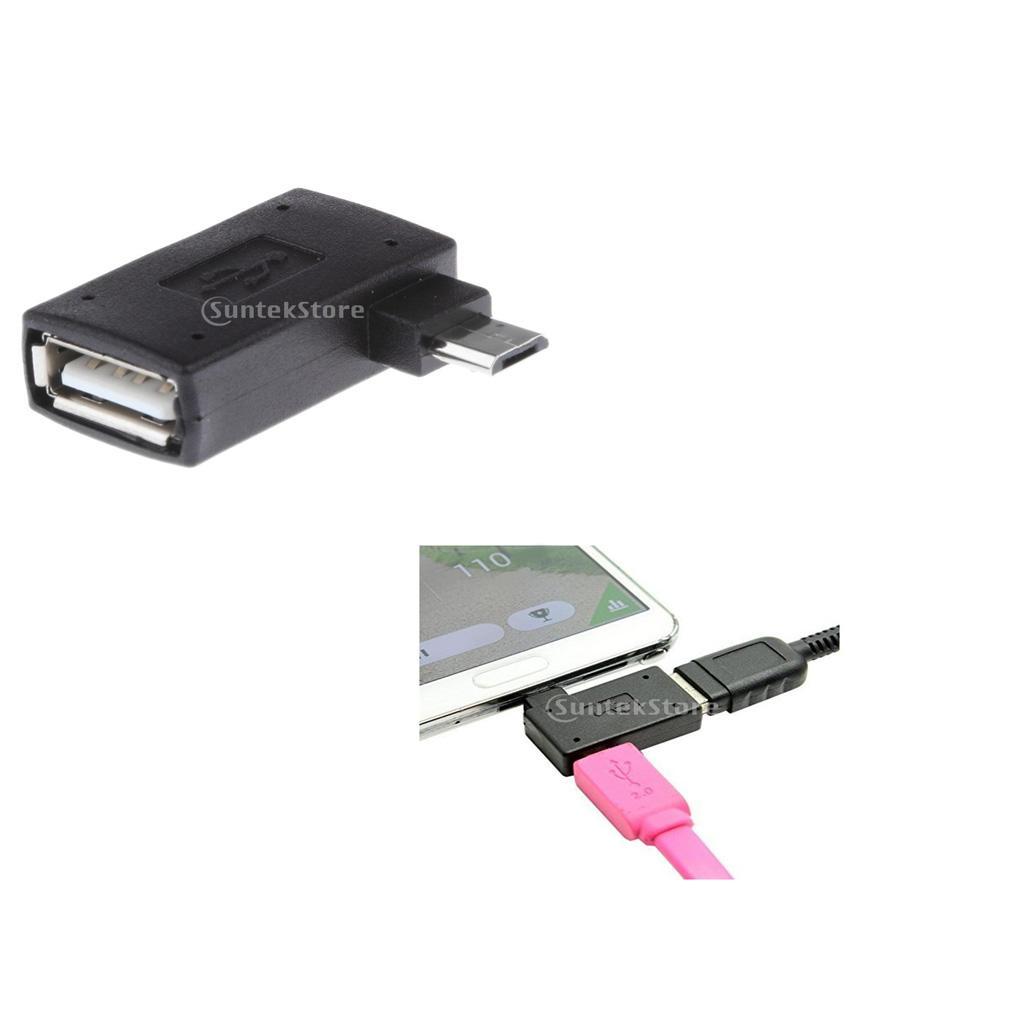 3 Pieces 90 Degree Right Angle Micro USB 2.0 OTG Host Adapter With USB Power
