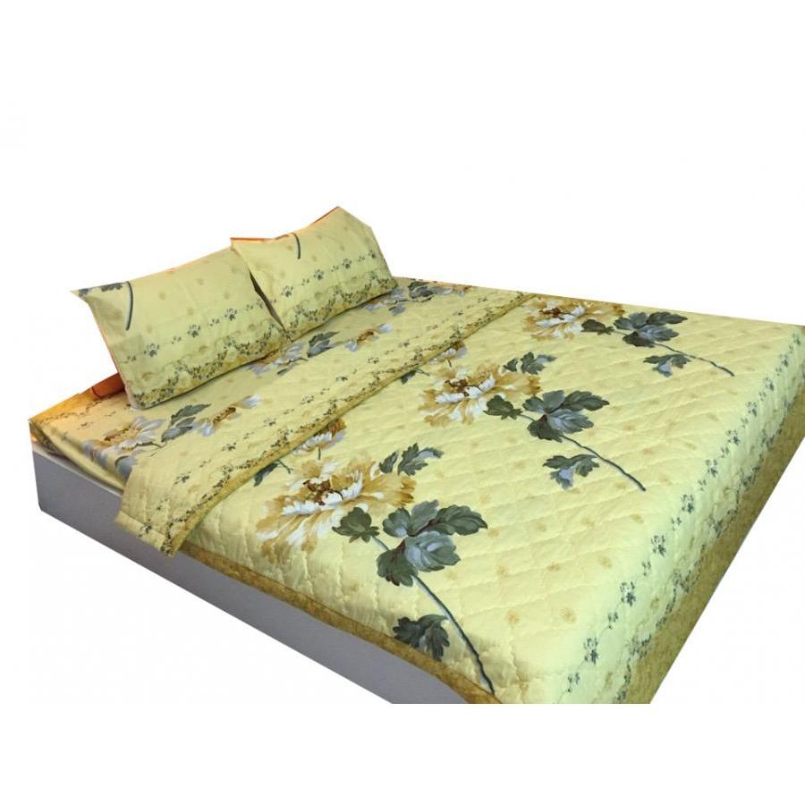 Set 5 món chăn hè ga chun Cotton Poly cúc vàng