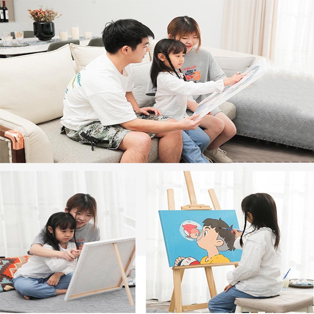 Tranh tô màu số hóa Cô Gái Tóc Hoa, Nàng Thơ KT 40x50cm đã căng khung, Có dầu bóng