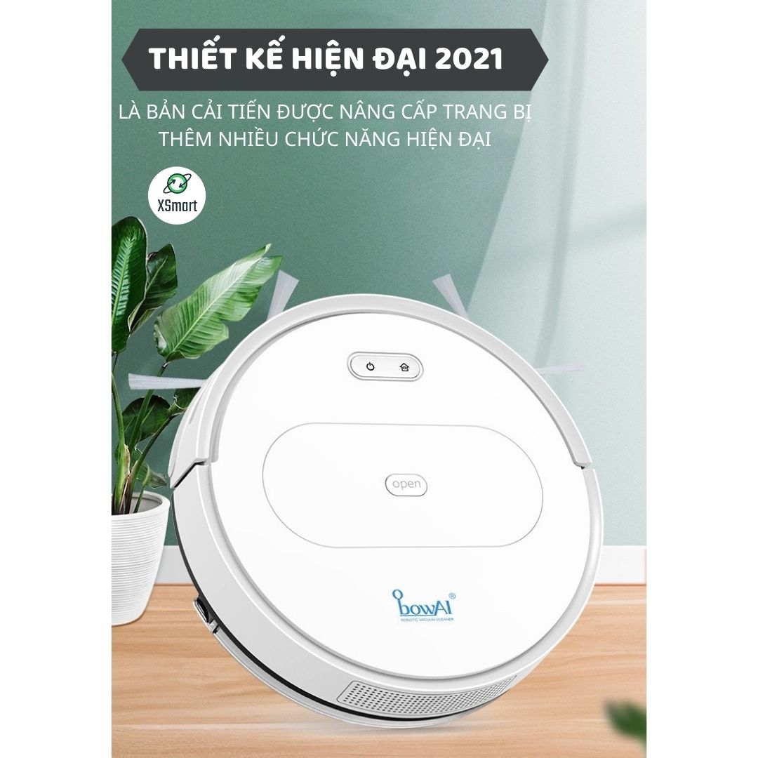 ROBOT Hút Bụi Lau Nhà Tự Động Siêu Thông Minh XSmart Bowai OB11 Premium Có App Điều Khiển, Auto Sạc Pin Làm Sạch Bụi Bẩn Lông Tóc