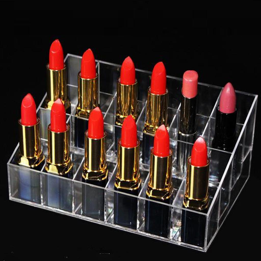 24 Grids Lipstick Nail Holder Display Clear Acrylic Makeup Organizer