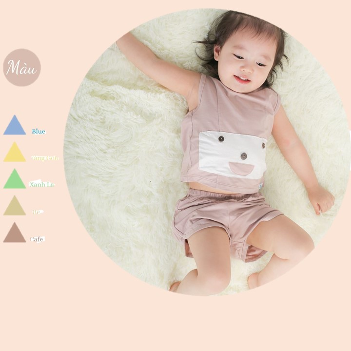 Bộ sát nách mùa hè  BARU cho bé,chất cotton in hình mặt cười  siêu đẹp quần áo trẻ em ( 6M -4Y )