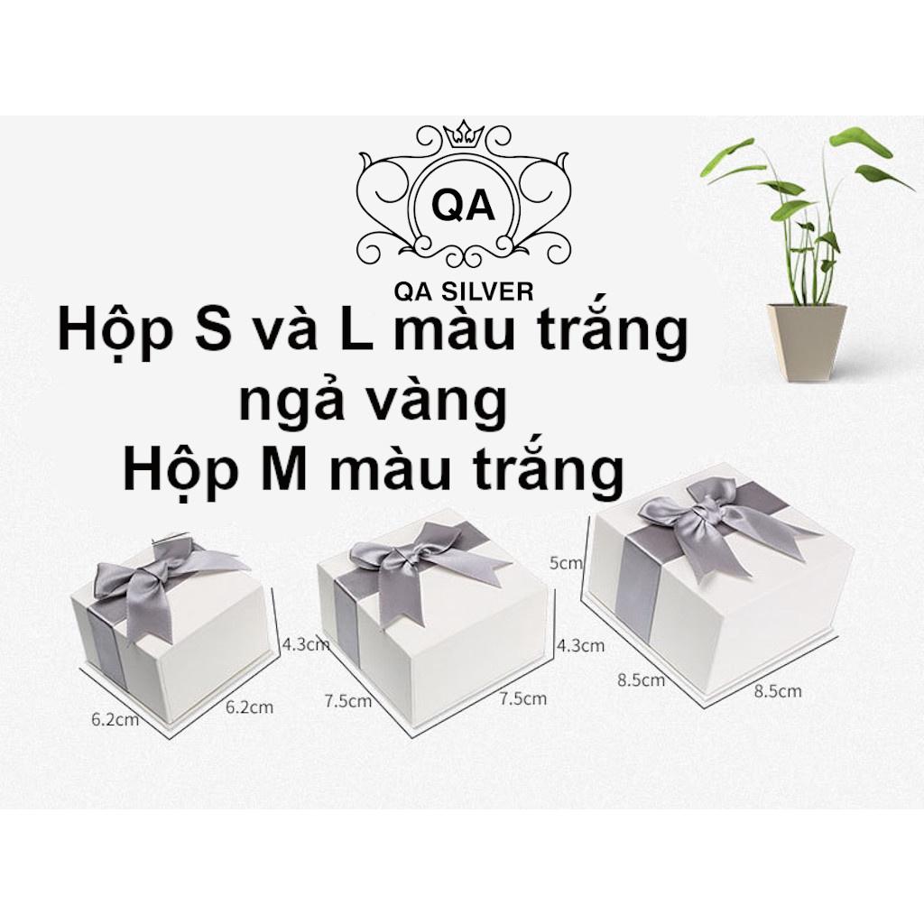 Hộp trang sức hộp đựng quà tặng giấy cứng trắng nơ ghi ACCESSORIES QA SILVER AC200502