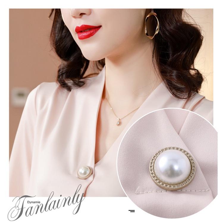 Áo sơ mi cổ liền áo sở mi dài tay vải lụa ngọc trai - TA137