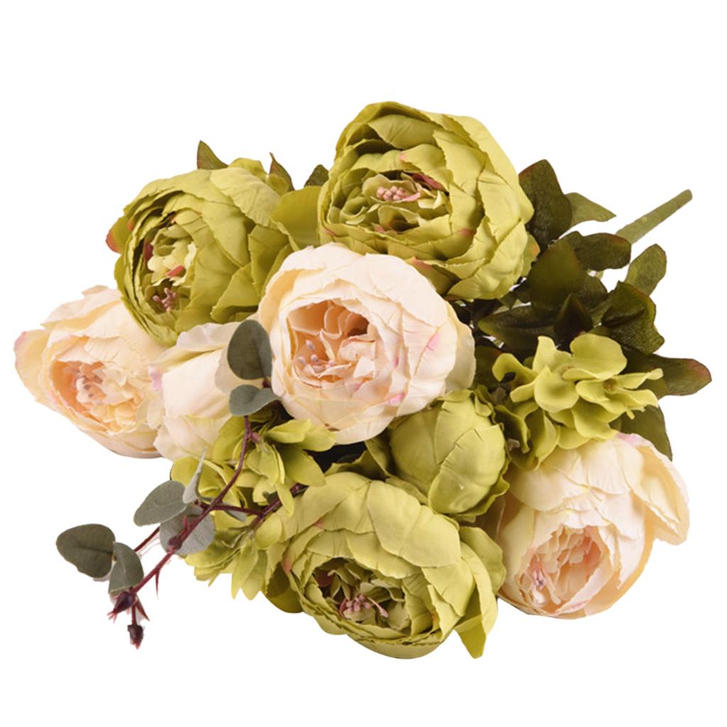 Artificial Peony Silk Flower Bouquet Wedding Home Decoration Orange