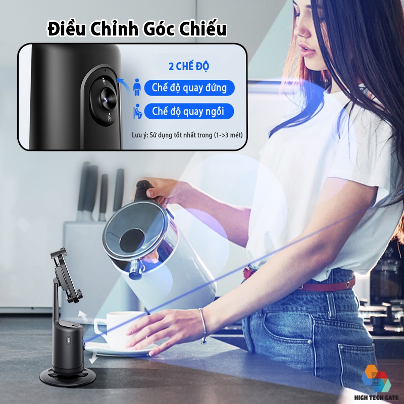 Gimbal AI kiêm giá đỡ điện thoại cảm biến thông minh quay phim chụp hình xoay 360 độ nhận diện khuôn mặt - Auto Smart Following cameraman