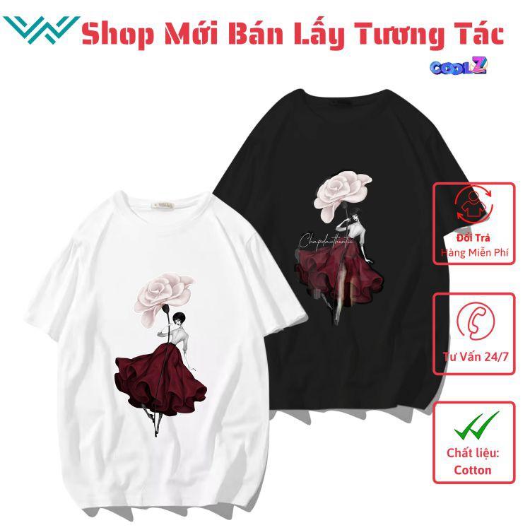 Áo thun tay lỡ.Hình Flower Girl. CoolZ phông Unisex nam nữ Cotton oversize form rộng CZ303