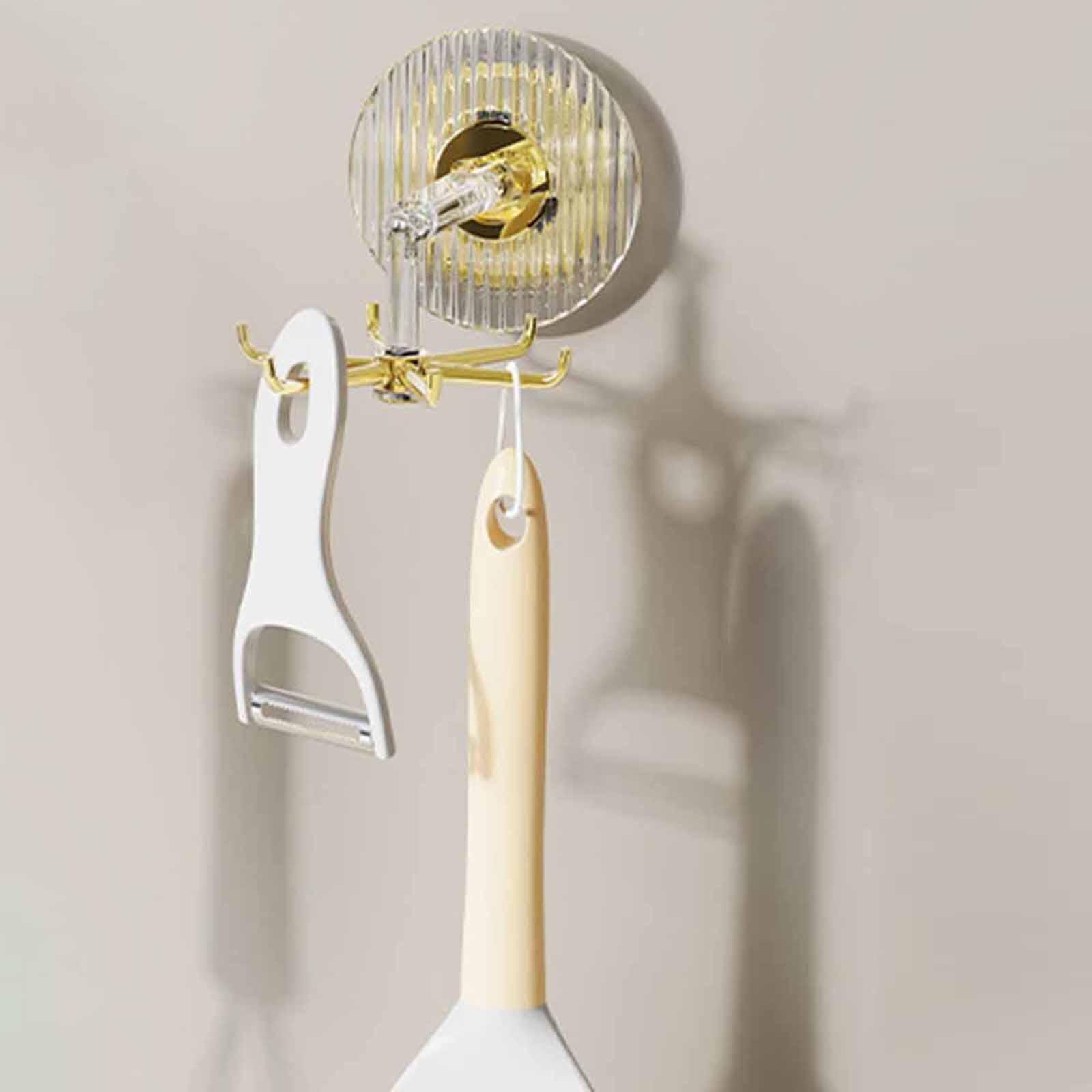 2x 360° Rotating Hooks Punch Free Office Modern Hanging Utensil Holder Hooks