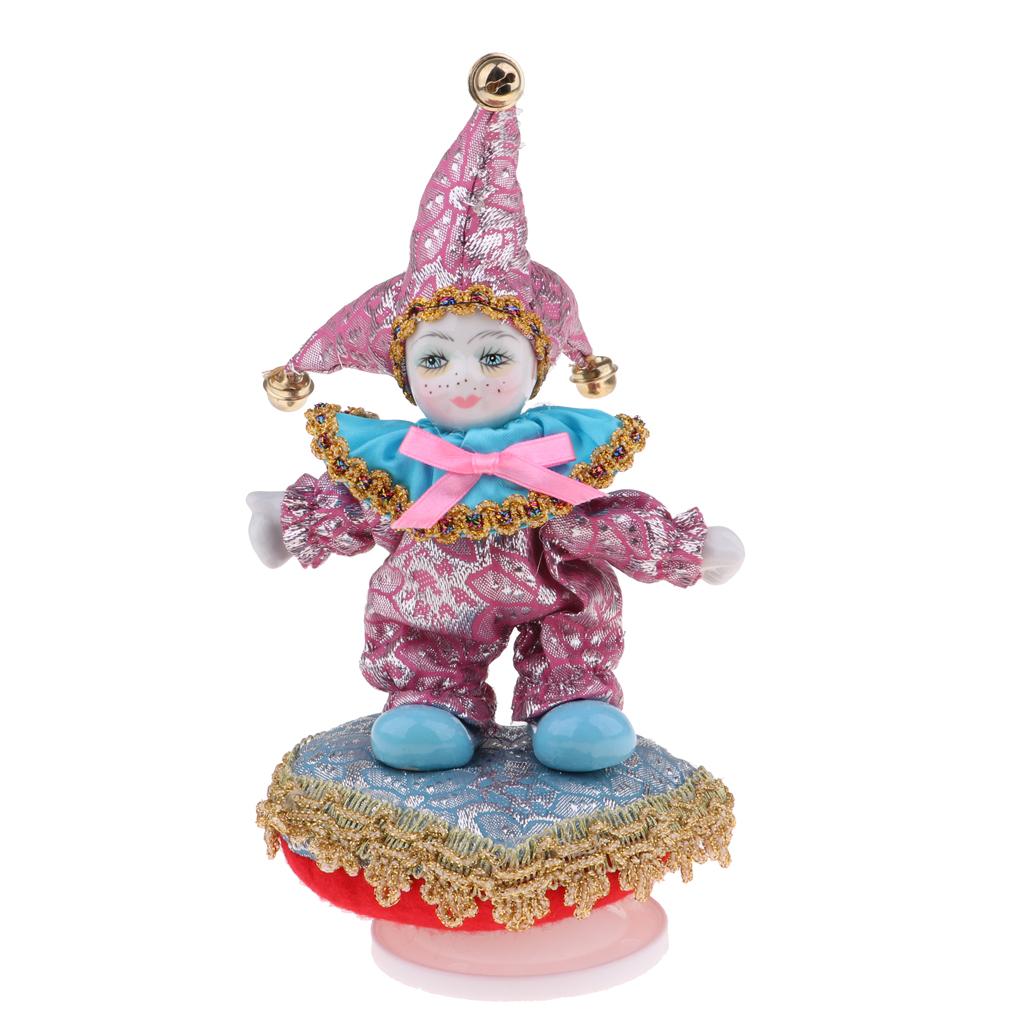 6inch Cute Porcelain Music Box Triangel Doll Harlequin Dolls Home Decoration