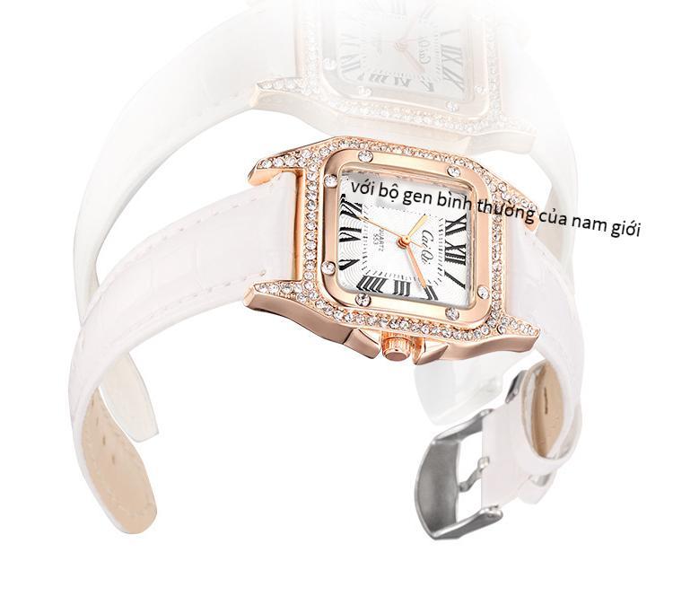 Giao hàng nhanh Bể vuông Kajia đầy kim cương sê-ri đôi hàng kim cương Đồng hồ nữ của Anh Đồng hồ đeo tay nữ dây nổ trực tiếp màu đỏ Douyin