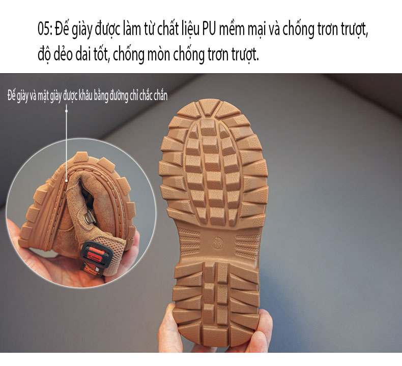 GIAY.8877 Giày Martin Boots trẻ em nam và nữ chống nước, chống mòn bảo vệ đôi chân của bạn