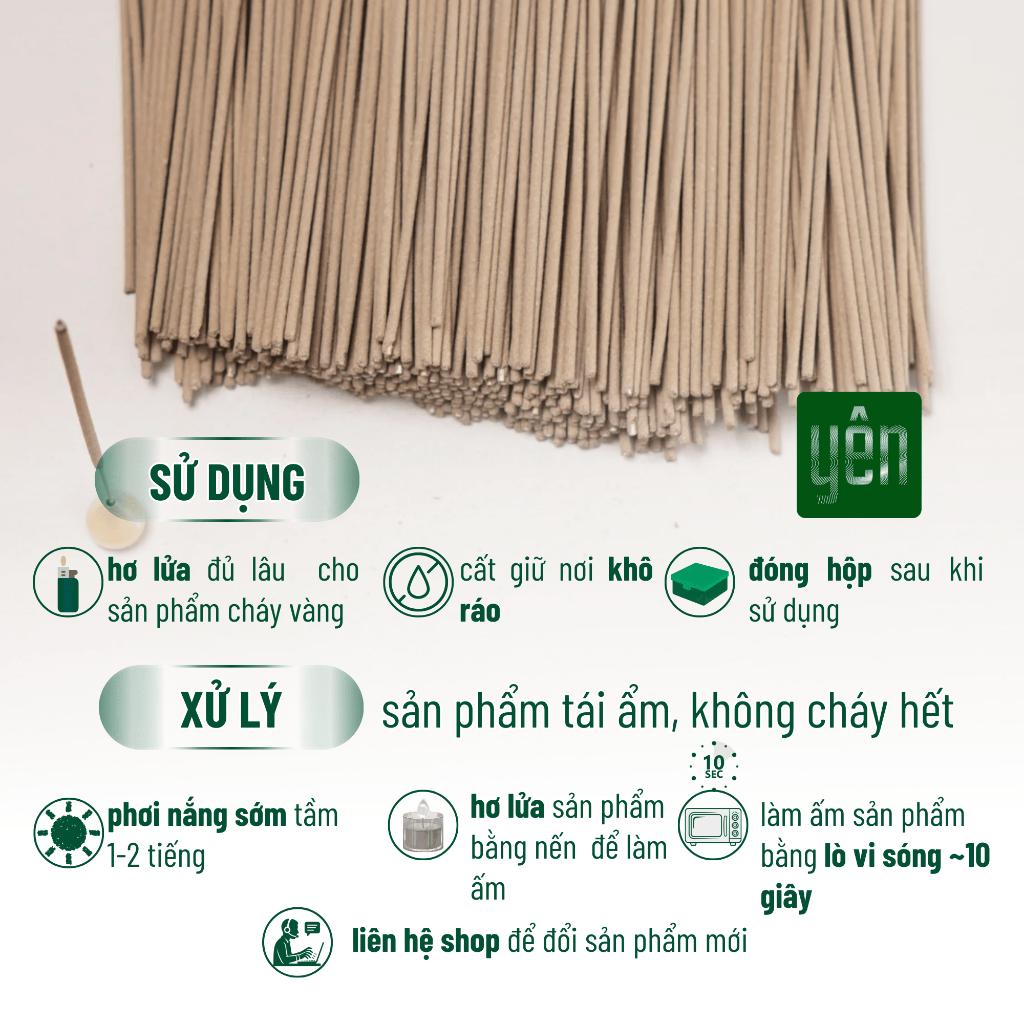 Nhang Trầm Hương Yên 23-30cm Hộp 100 thanh Loại Thân, Tâm, Tuệ Tự Nhiên Ít Khói Dùng Thiền Thờ Cúng - Trầm Tâm