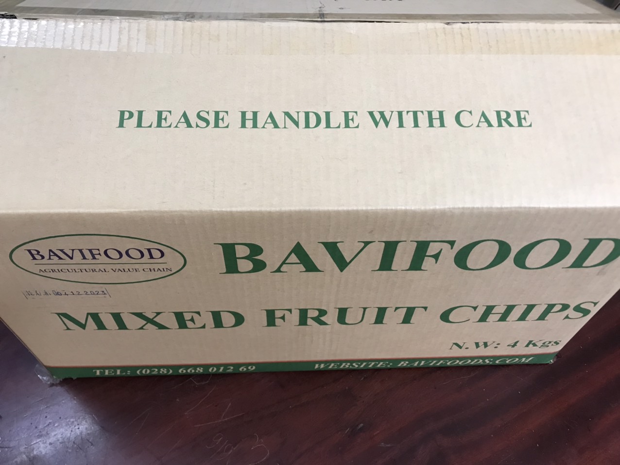 Trái Cây Sấy Chân Không (Mixed Fruit Chips), Giòn Xốp Tự Nhiên – BAVIFOOD, Khối Lượng: 4 kg/thùng (thùng = 40 gói x 100 grs/gói) – Premium