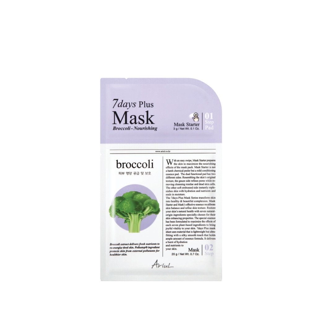 Mặt Nạ 2 Bước Tinh Chất Bông Cải Xanh  Ariul  7 Days Plus Mask Broccoli 20ml