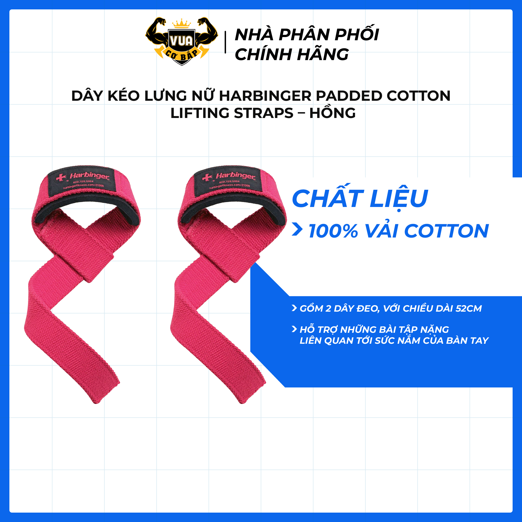 Dây Kéo Lưng Tập Gym Harbinger Nữ Padded Cotton