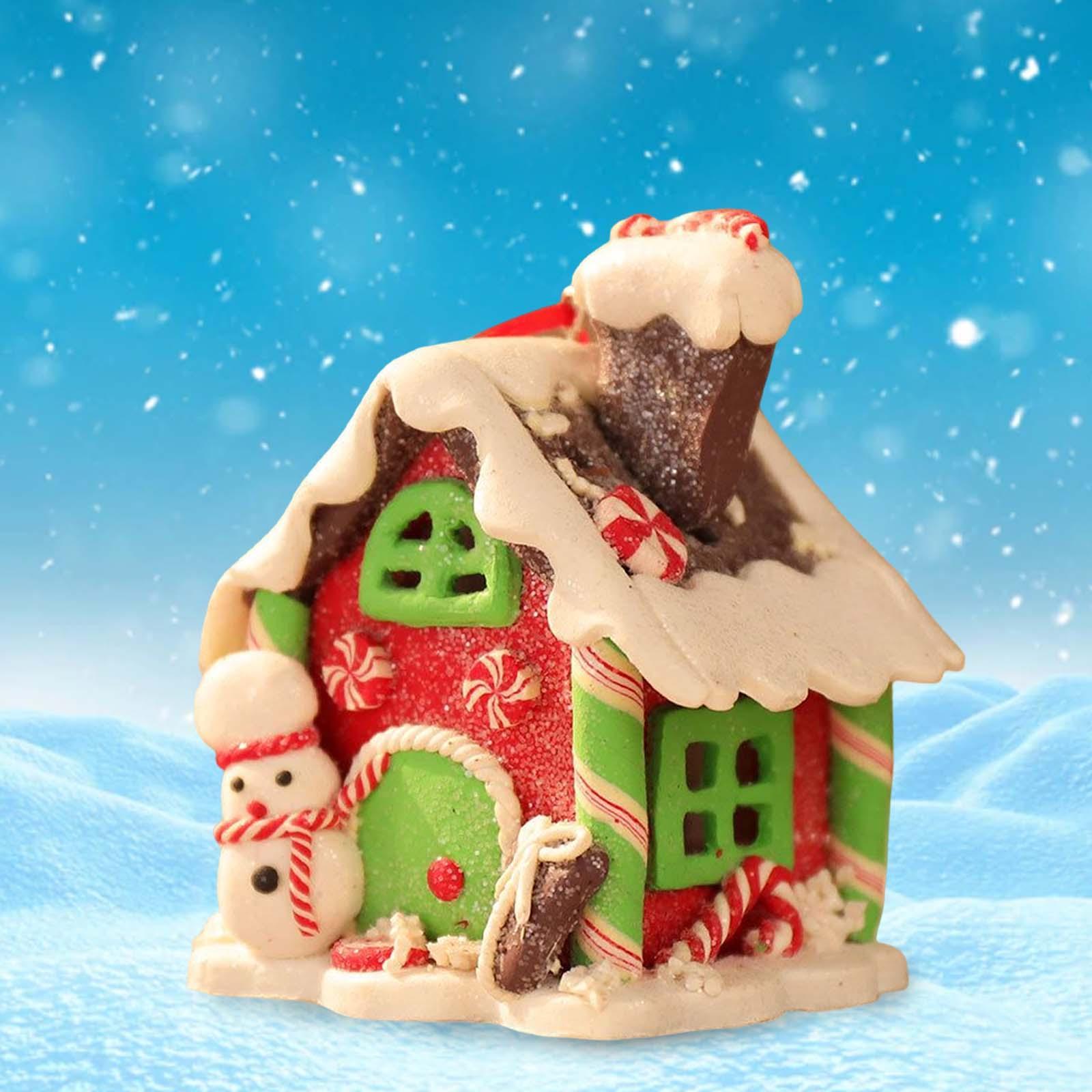 Miniature Christmas Pendant LED Light Cottage House Rustic for Xmas Home