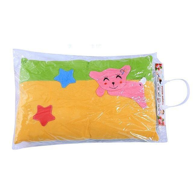 Gối Nằm Cotton Xốp Cara Thêu Hình Cho Bé Size Lớn 27x45cm - Màu Ngẫu Nhiên