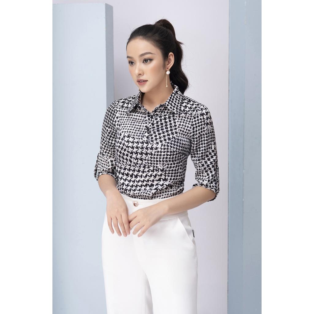 Áo sơ mi họa tiết cao cấp LUPERI LFSM1195 vằn trắng đen cách điệu trẻ trung, hiện đại, dễ mix đồ