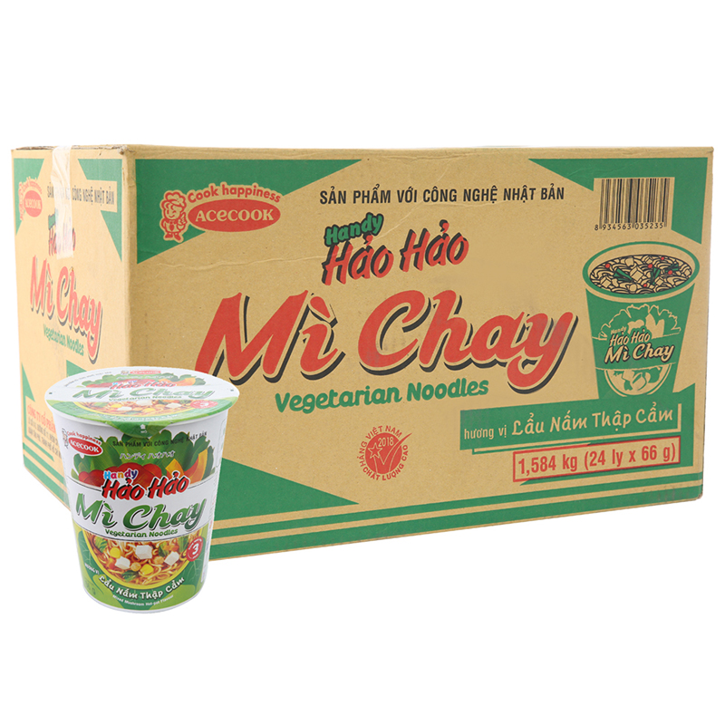 Mì Hảo Hảo chay Handy 66g thùng 24 ly